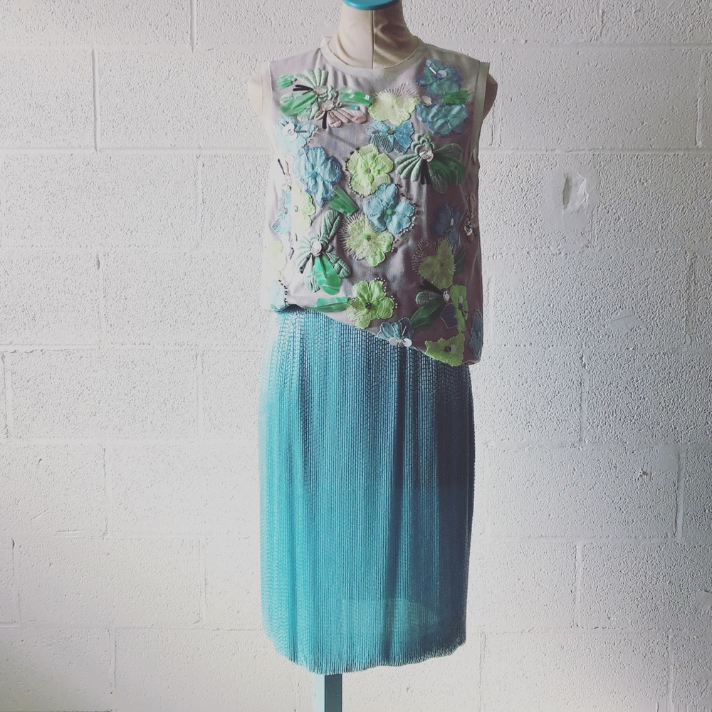 Bill Blass sky blue beaded skirt NWT sz: 8